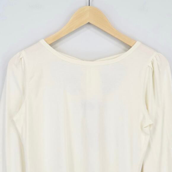 NWT J.Crew Broken-In Jersey Long Puff Sleeve Tie Back Tee In Ivory Size Small - Picture 4 of 9